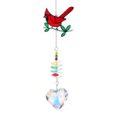 Tyqour crystal cardinal suncatcher with chain brightens a window with vibrant red color