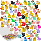 U-Zimikee 80-pcs multicolor mini resin ducks with storage box for dollhouse decor