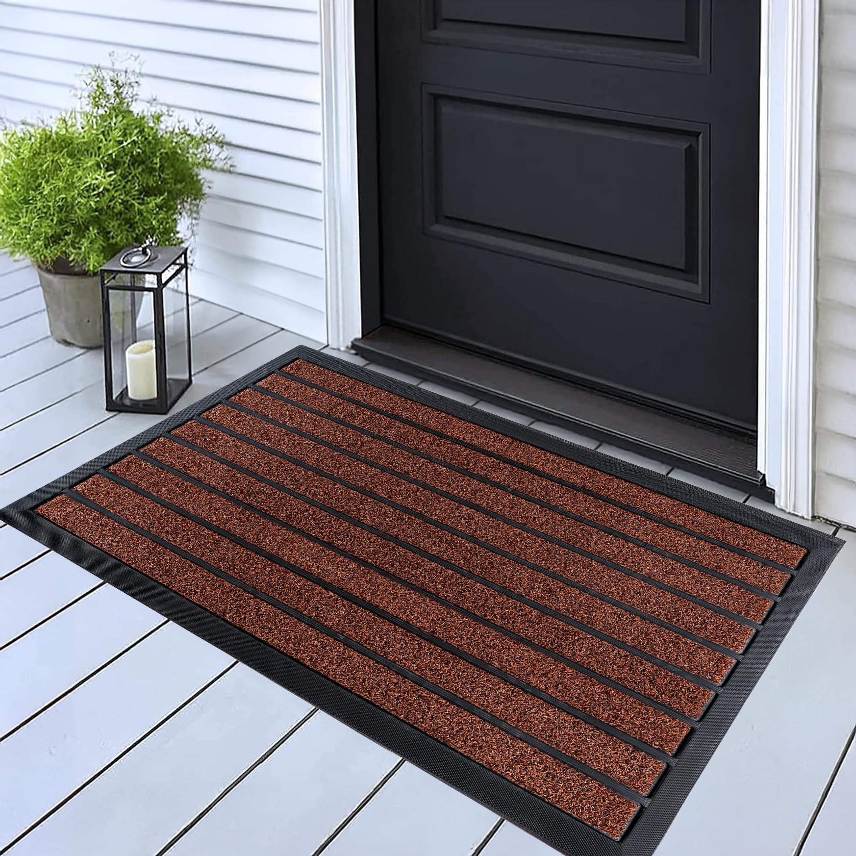 The ubdyo extra durable door mat guards outdoor entrance against dirt and moisture.