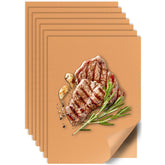 UBeesize copper grill mat on outdoor grill showing non stick surface for healthier searing.