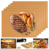 UBeesize copper grill mat 6-pack laid flat for non-stick grilling and easy cleanup