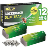 UCatch Roach Trap Indoor 12 Pack box front shows packaging and contents for a family-friendly pest solution.