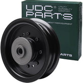 UDC Parts 196104 idler pulley closeup showing durable construction for Husqvarna compatibility.