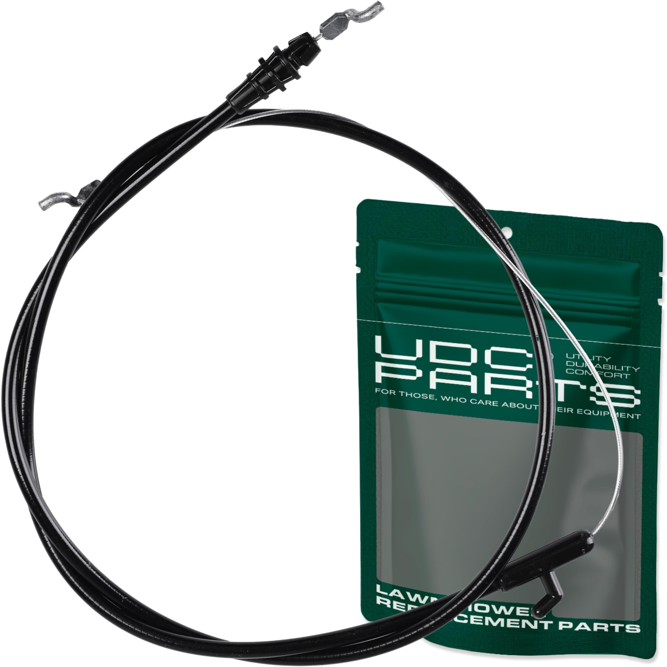 UDC Parts 946-04661A 51-inch control cable closeup for durable mower repairs.