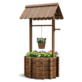 UDPATIO wishing well wooden planter outdoors showing rustic charm and durable design