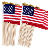 Uelfbaby 100-pack American flags on wood-staff for outdoor display
