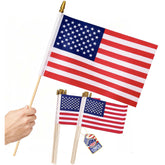 Uelfbaby 12-pack 8x12in American flags on sticks for outdoor displays