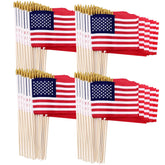 Uelfbaby 200-pack small American flags on a stick for outdoor July parades.