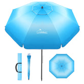 UIRWAY 8.5ft beach umbrella with sand anchor provides stable shade on windy shores.