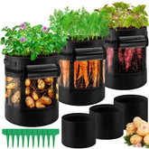UJG 3-pack potato grow bags with 360-degree visibility for easy root observation.