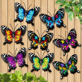ULENDIS eight-pack metal butterfly wall decor for outdoor spaces adds color and movement.