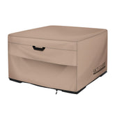 ULTCOVER patio fire pit table cover square 44 front view protects against rain and sun.