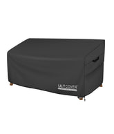 ULTCOVER patio sofa cover on a 74W x 35D x 35H couch protecting from rain.