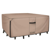 ULTCOVER rectangular patio table cover front view protects against rain and sun.