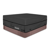 ULTCOVER waterproof 600D square hot tub cover shields an 85x85 spa from rain and debris.