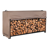 ULTCOVER waterproof 8ft firewood cover protecting racks from rain and debris.