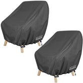ULTCOVER waterproof chair cover, front view, protects outdoor lounge chair from the elements.
