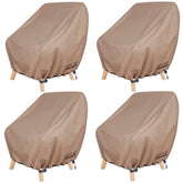 ULTCOVER waterproof deep-seat patio chair cover protecting a chair from rain and sun.