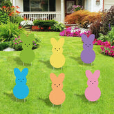 UMISKAM Easter Peeps Bunny yard sign with stakes for outdoor color