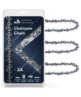 UNCO 18-inch chainsaw chain 3-pack pack-shot highlighting quick replacement and reliable cuts