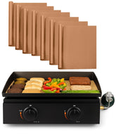 UNCO copper grill mats close-up shows nonstick PTFE-fiberglass coating for safe cooking