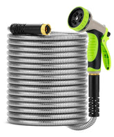UNCO stainless-steel garden hose 50ft demonstrates durability and long reach for yard watering.
