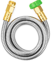 UNCO stainless steel hose in a compact coil for space-saving storage.