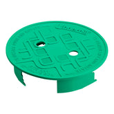 Underhill VersaLid 10-inch round cover shields valve box from debris.