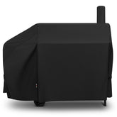 Unicook offset smoker cover 60 inch front view protects the grill from rain and sun.