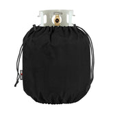 Unicook 20lb propane tank cover demonstrates dimension fit for standard cylinders, protecting from wind and rain.