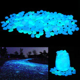 Unime glow-in-dark garden pebbles blue illuminate outdoor walkways for safer nighttime paths