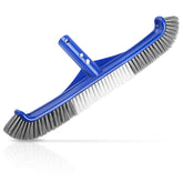 Unipool pool brush head 17.5-inch wide sweep for faster wall cleaning.