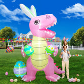 UniqSeason 9.5ft Easter T-Rex inflatable with painted eggs for vibrant outdoor celebrations.
