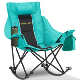 Unisakey oversized rocking camping chair with headrest for quick comfort.