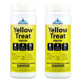 United Chemical Yellow Treat bottle pouring into pool to target algae