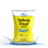 United Chemicals Yellow Treat bag front label, ready for quick algae control in pools.
