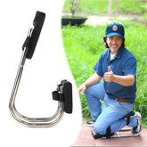 Unmake ergonomic knee seat worn during gardening for comfortable hip alignment