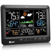 U UNNI Weather Station front display shows large numbers for quick temperature checks.