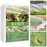 Unves garden netting spread over raised bed protecting vegetables from birds and pests