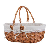 UoeRing large wicker picnic basket with handles for easy outdoor carrying.