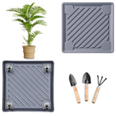 UoeRing square plant caddy with hidden wheels for easy room reconfiguration
