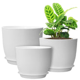 UOUZ 12-inch plant pot with drainage holes and saucer for healthy indoor growth.