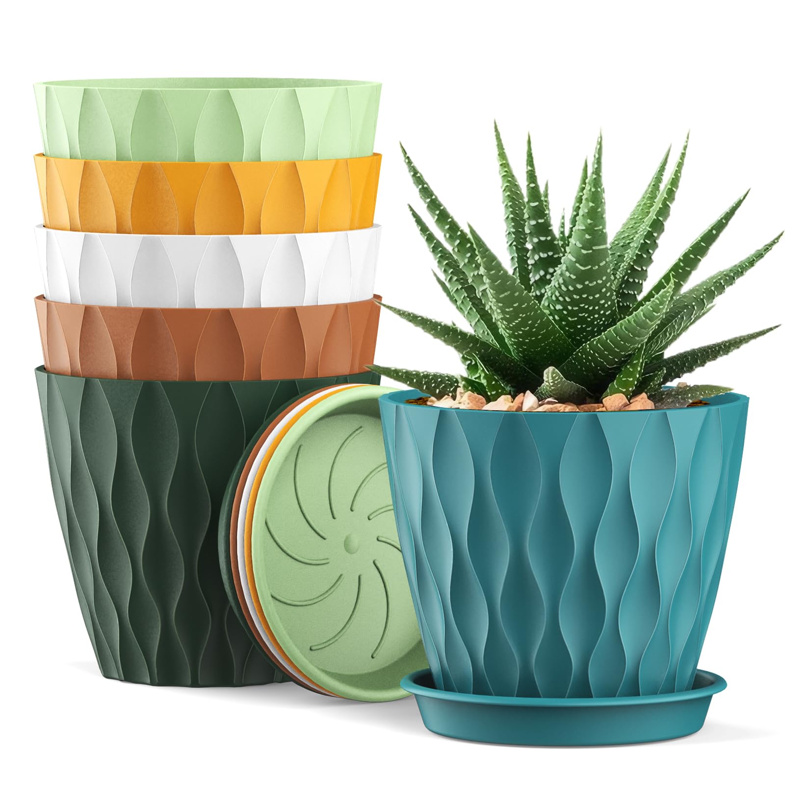 UOUZ 4-inch waffle-texture pot from the 6-pack for starting succulents indoors.