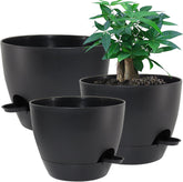 UOUZ large self-watering pots 12-inch front view for thriving indoor plants