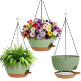 UOUZ self-watering hanging planter set for indoor or outdoor use with controlled watering.