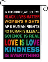 UPINLOOK Pride garden flag 12x18 front view shows vibrant rainbow colors for outdoor decor.
