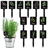 UPINS 24pcs acrylic herb signs with wood texture for clear plant labeling indoors or outdoors