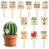 UPINS 24Pcs acrylic plant labels with wood texture for clear indoor and outdoor plant labeling.