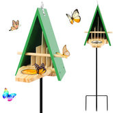 UQM new butterfly house feeder on stake for easy garden placement and nectar access.