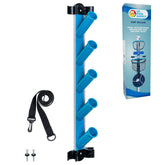 US Pool Supply pool equipment storage rack mounted securely for easy tool access.